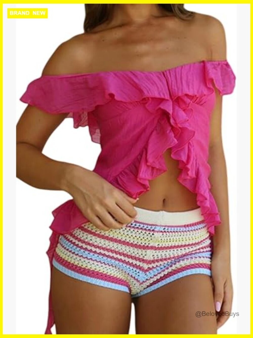 Sleeveless Crop Top and Crochet Shorts 2 Piece Set Lounge Beach Outfits